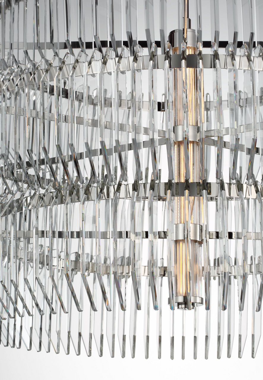 Killarney 32" Layered Drum Chandelier | Polished Nickel | Clear Crystal
