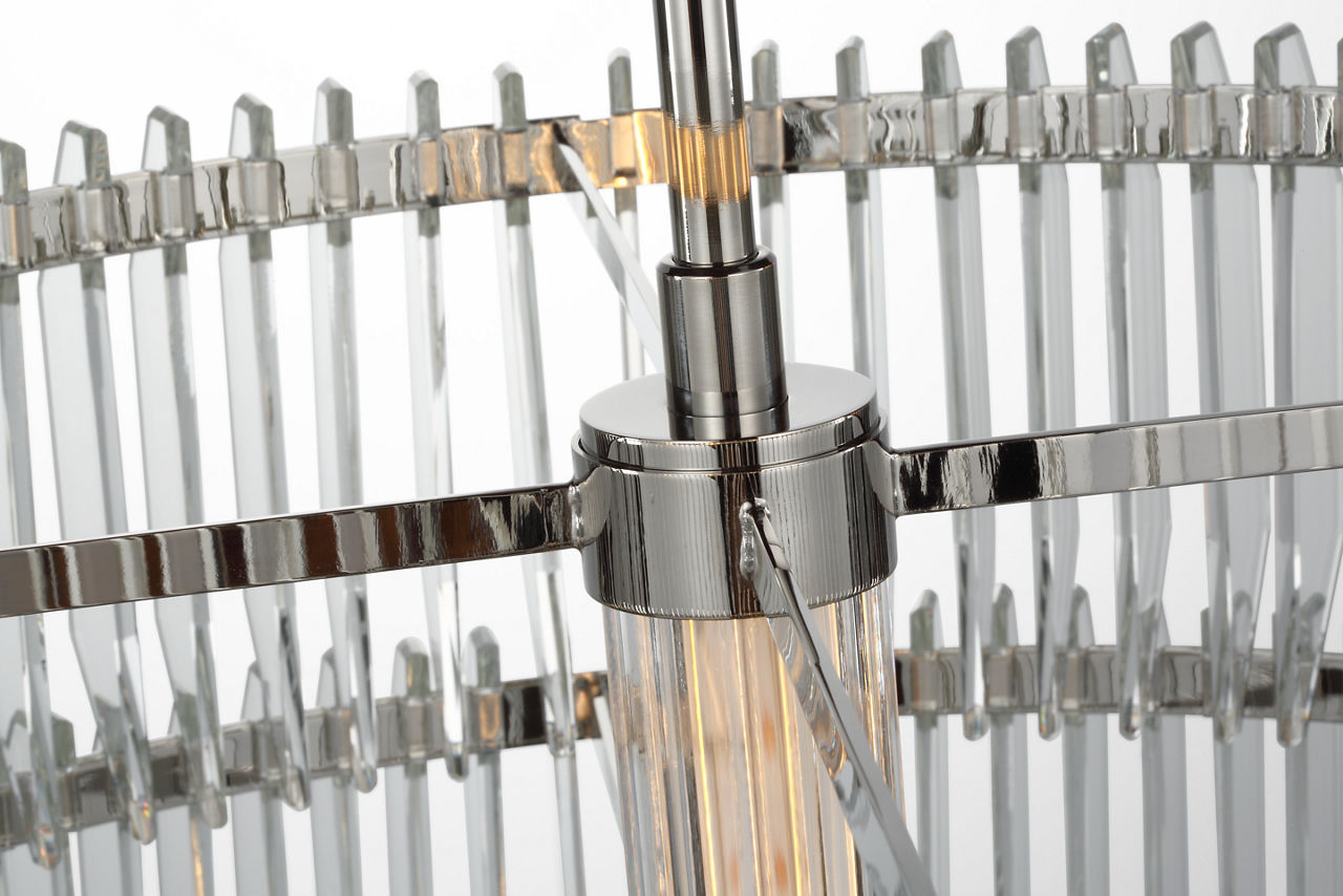 Killarney 32" Layered Drum Chandelier | Polished Nickel | Clear Crystal