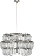 Killarney 32" Layered Drum Chandelier | Polished Nickel | Clear Crystal