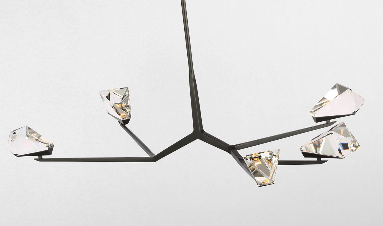 Carraig 52" 5 Light Chandelier | Bronze | Clear Crystal