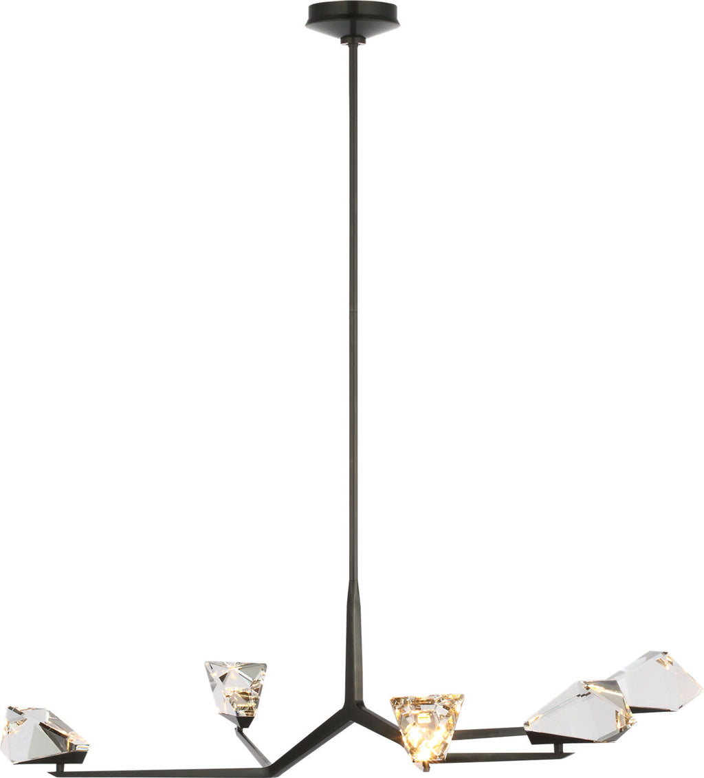 Carraig 52" 5 Light Chandelier | Bronze | Clear Crystal