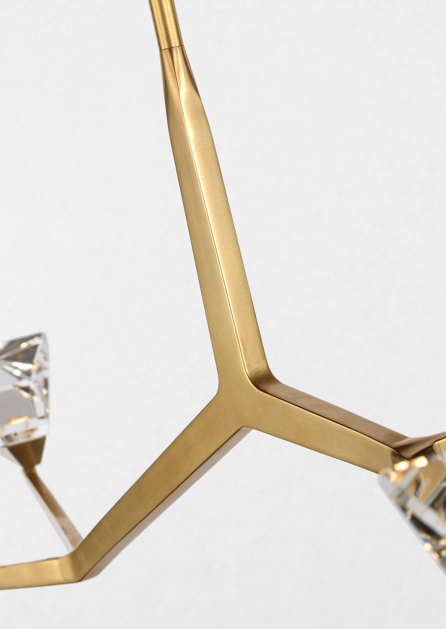 Carraig 52" 5 Light Chandelier | Natural Brass | Clear Crystal