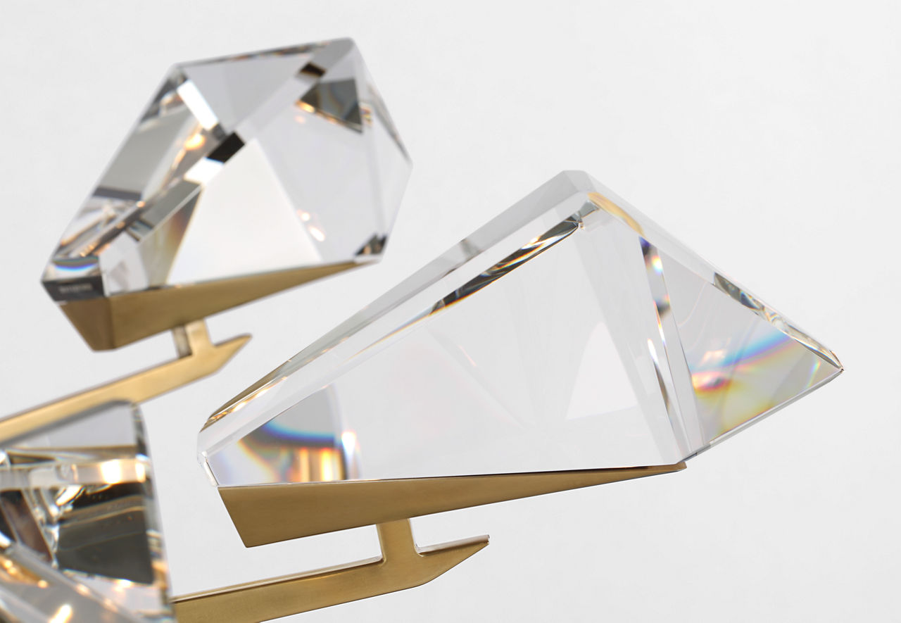Carraig 52" 5 Light Chandelier | Natural Brass | Clear Crystal