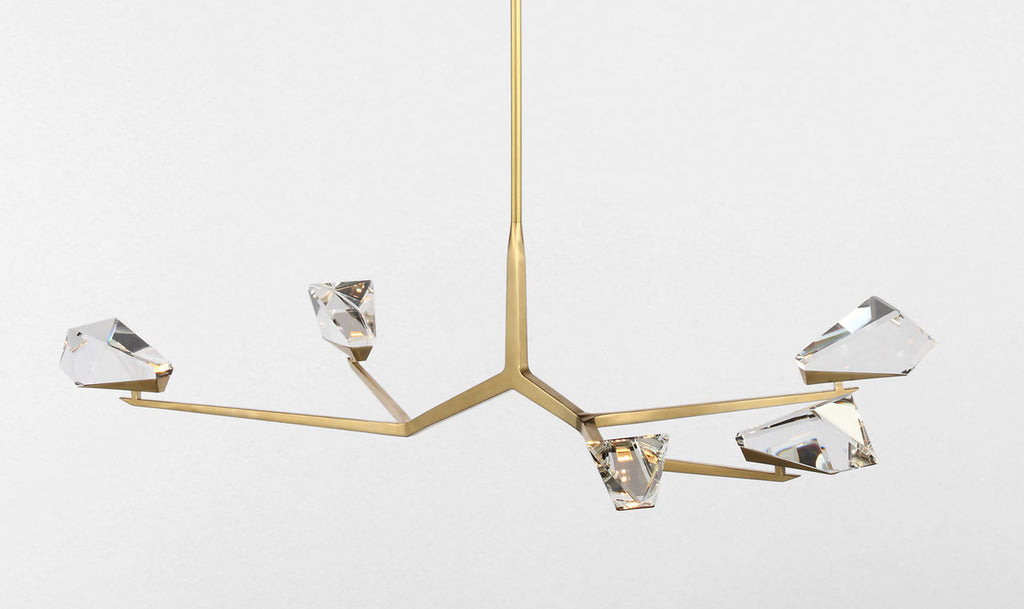 Carraig 52" 5 Light Chandelier | Natural Brass | Clear Crystal