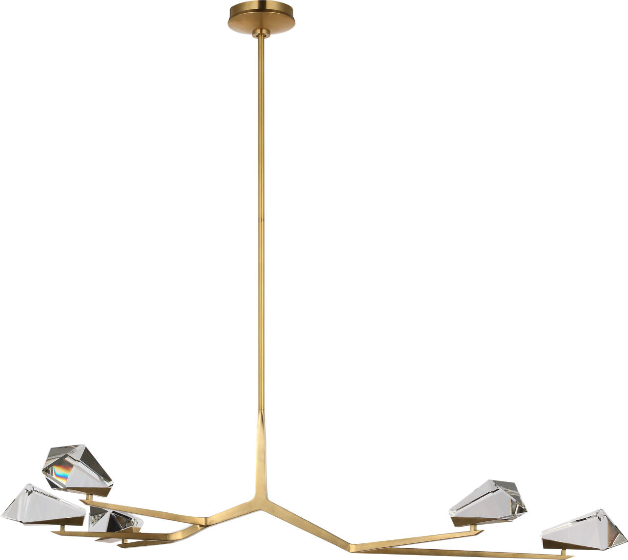 Carraig 52" 5 Light Chandelier | Natural Brass | Clear Crystal