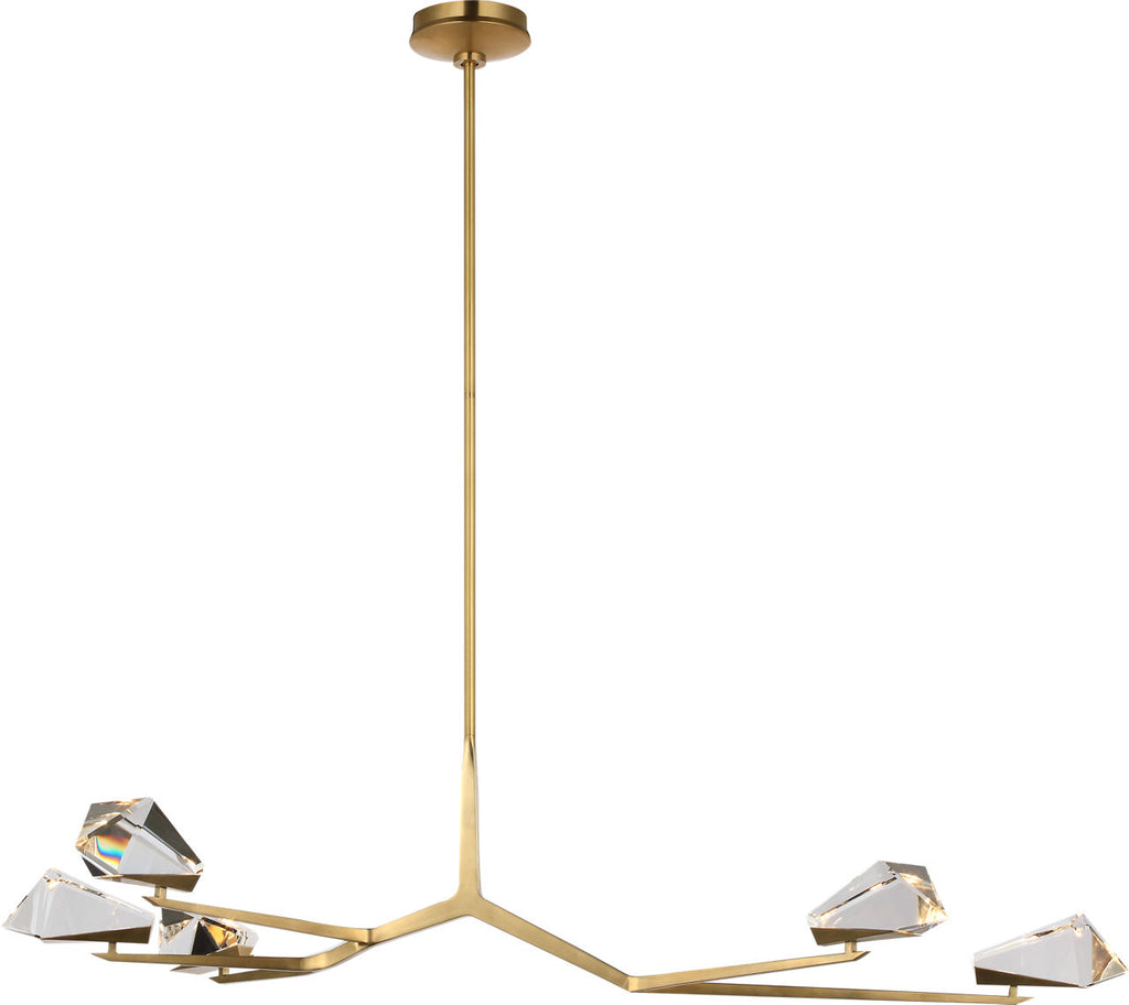 Carraig 52" 5 Light Chandelier | Natural Brass | Clear Crystal