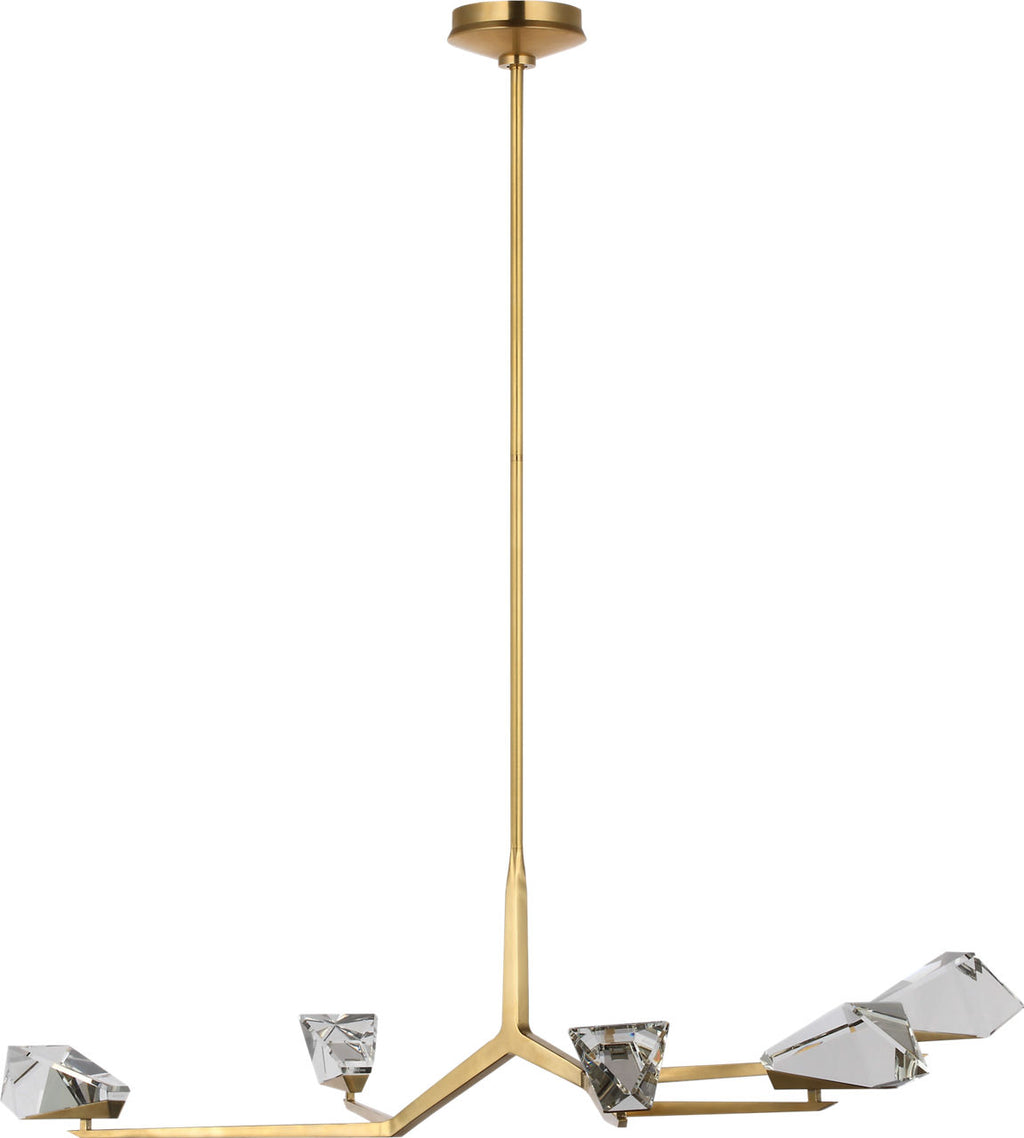 Carraig 52" 5 Light Chandelier | Natural Brass | Clear Crystal