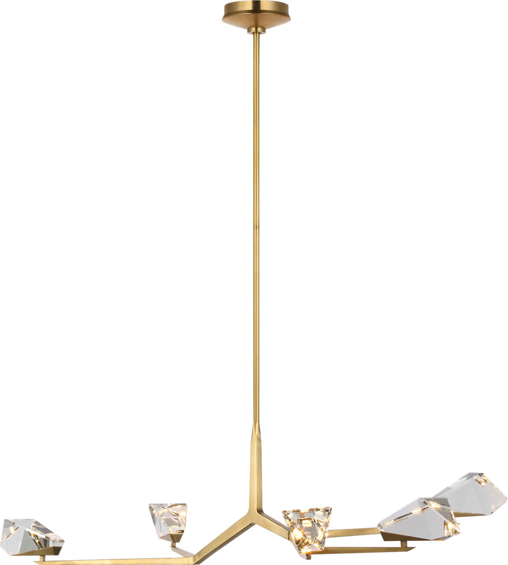 Carraig 52" 5 Light Chandelier | Natural Brass | Clear Crystal
