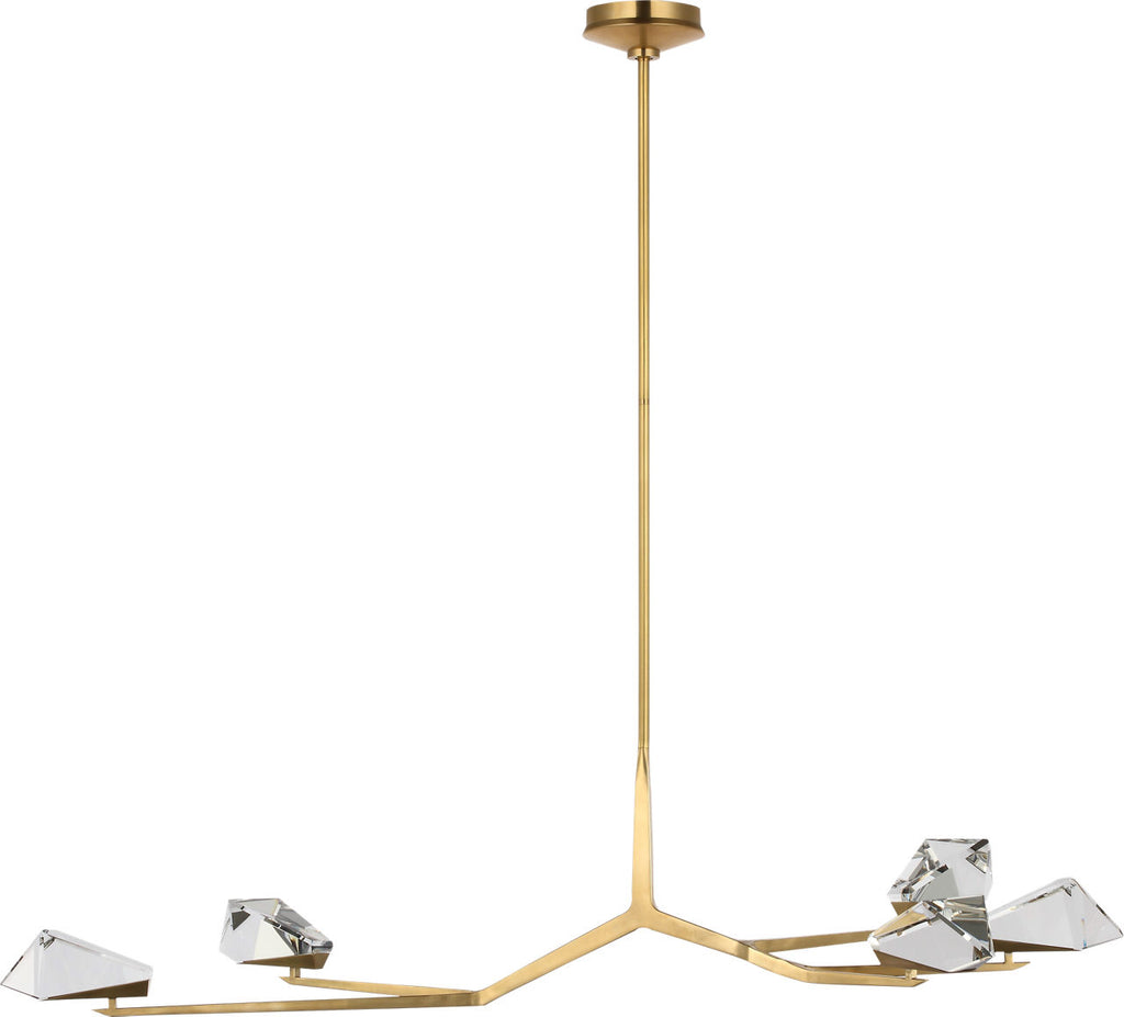 Carraig 52" 5 Light Chandelier | Natural Brass | Clear Crystal
