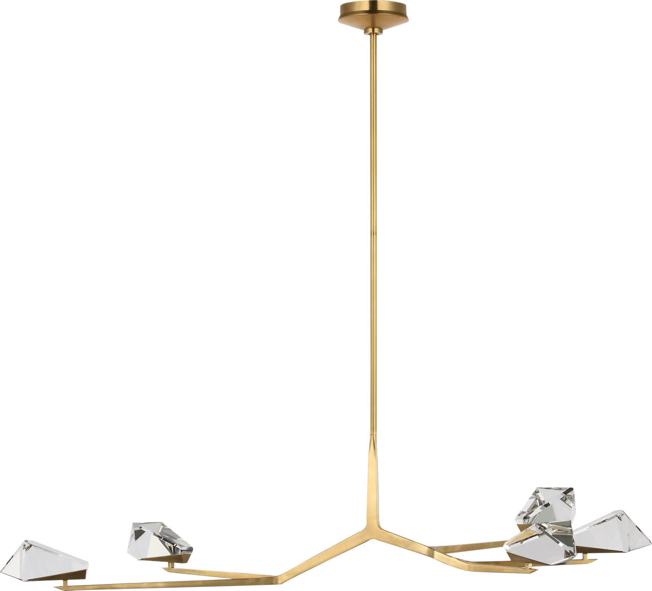 Carraig 52" 5 Light Chandelier | Natural Brass | Clear Crystal