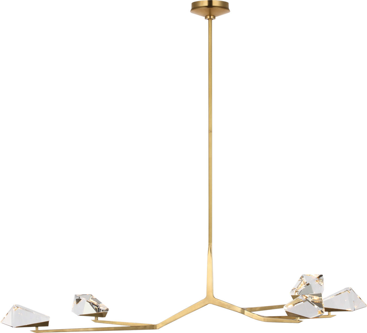 Carraig 52" 5 Light Chandelier | Natural Brass | Clear Crystal
