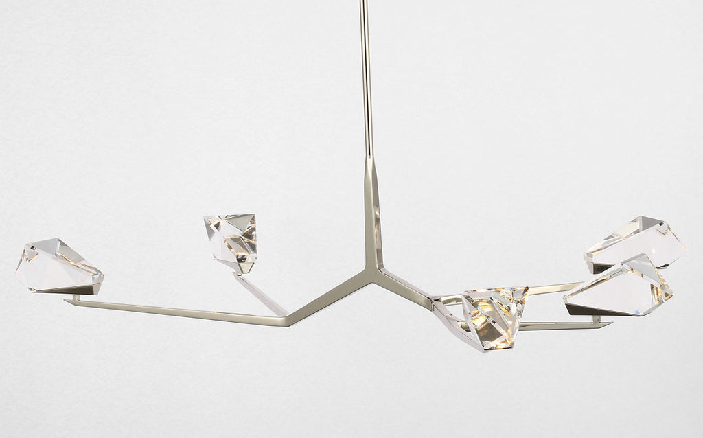 Carraig 52" 5 Light Chandelier | Polished Nickel | Clear Crystal