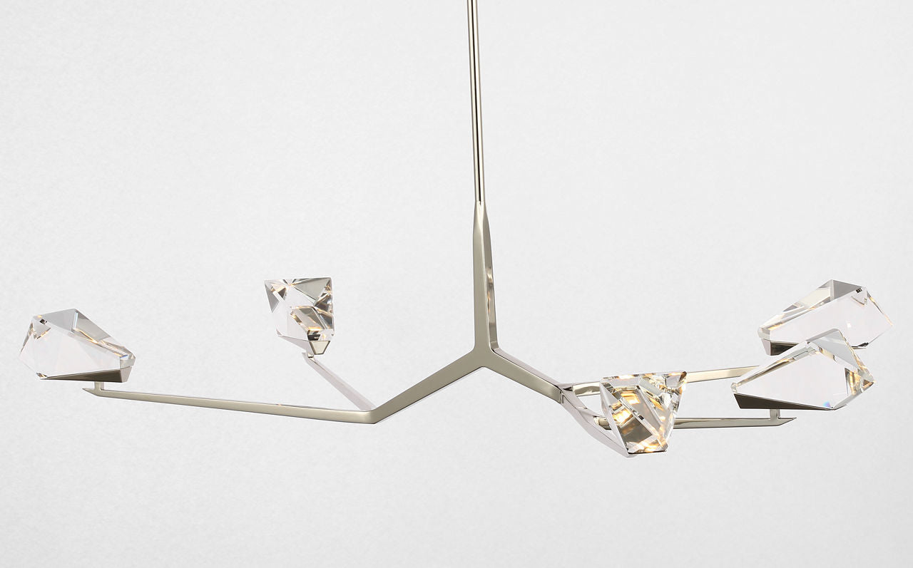 Carraig 52" 5 Light Chandelier | Polished Nickel | Clear Crystal