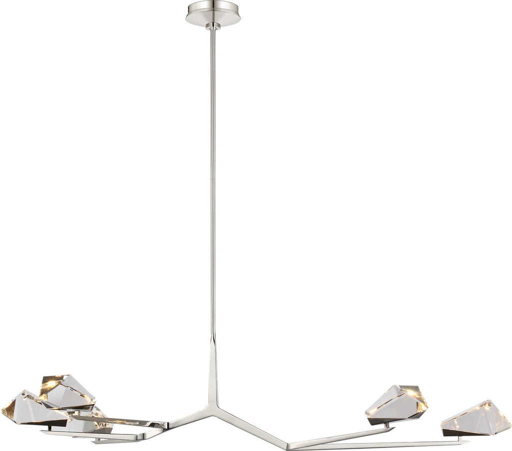 Carraig 52" 5 Light Chandelier | Polished Nickel | Clear Crystal