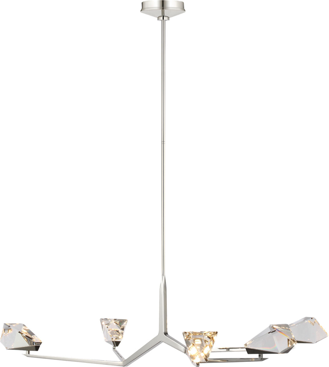 Carraig 52" 5 Light Chandelier | Polished Nickel | Clear Crystal