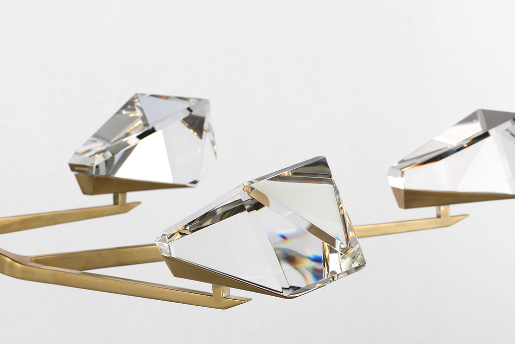 Carraig 52" 5 Light Chandelier | Natural Brass | Clear Crystal