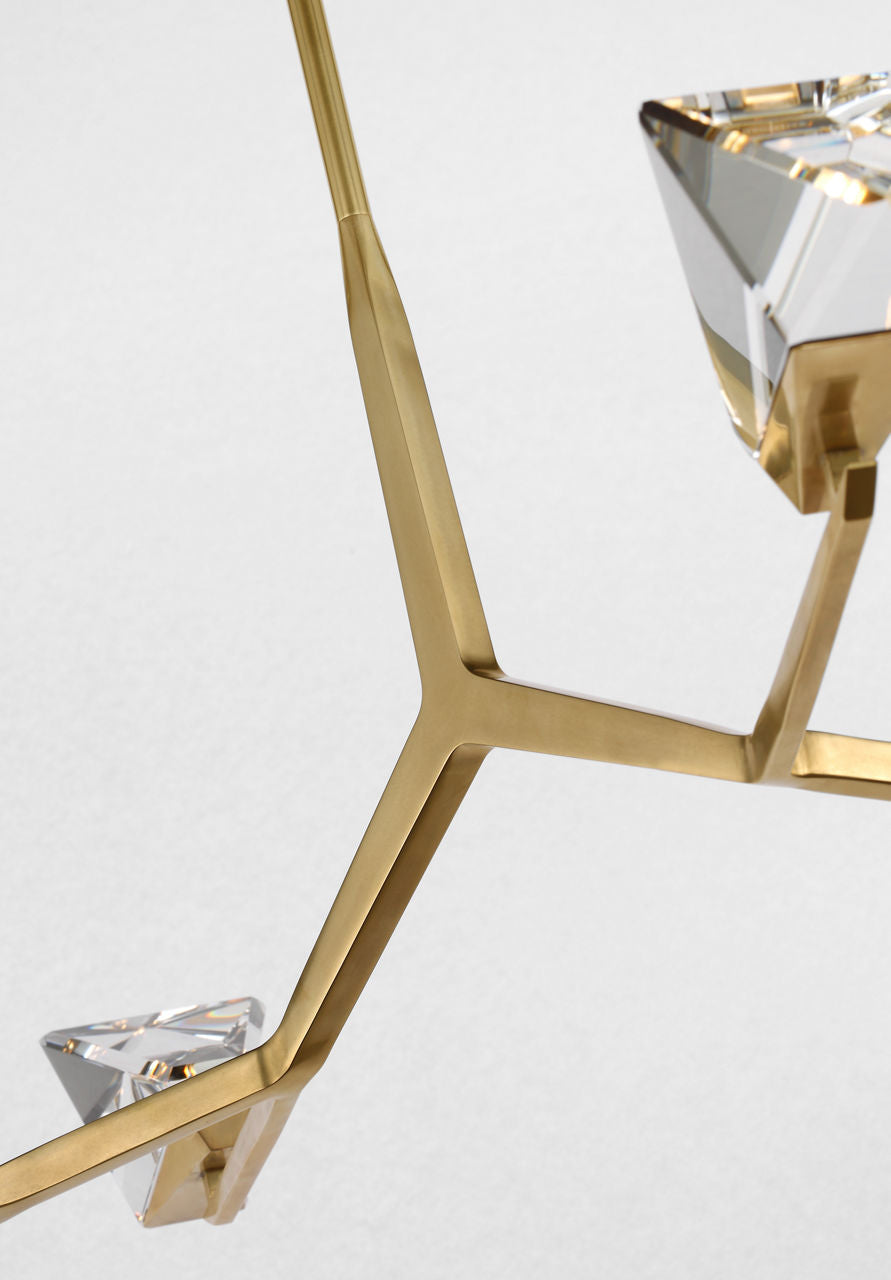 Carraig 52" 5 Light Chandelier | Natural Brass | Clear Crystal