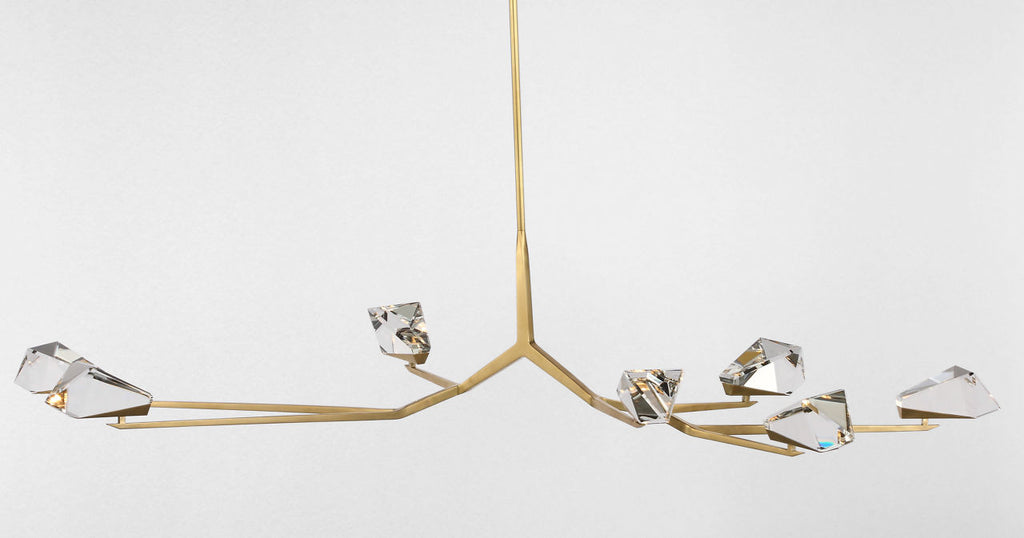 Carraig 63" 7 Light Chandelier | Natural Brass | Clear Crystal