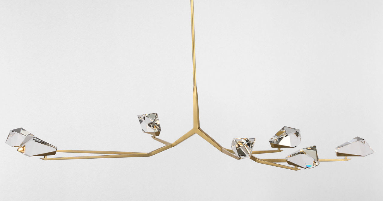 Carraig 63" 7 Light Chandelier | Natural Brass | Clear Crystal