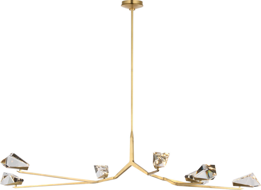 Carraig 63" 7 Light Chandelier | Natural Brass | Clear Crystal