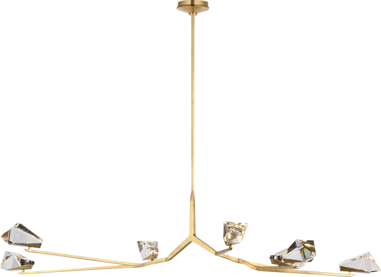 Carraig 63" 7 Light Chandelier | Natural Brass | Clear Crystal