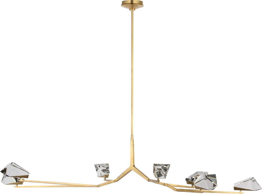 Carraig 52" 5 Light Chandelier | Natural Brass | Clear Crystal