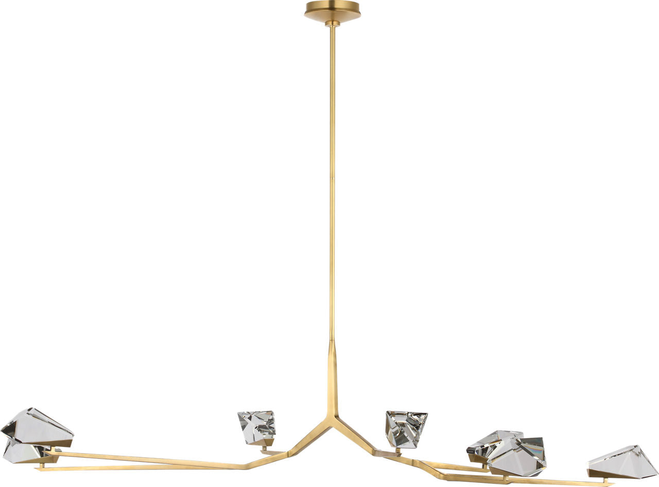 Carraig 52" 5 Light Chandelier | Natural Brass | Clear Crystal