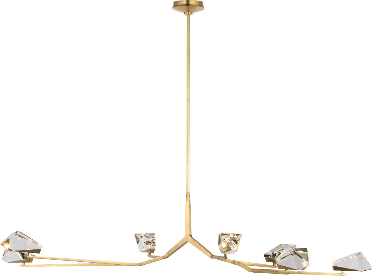 Carraig 52" 5 Light Chandelier | Natural Brass | Clear Crystal