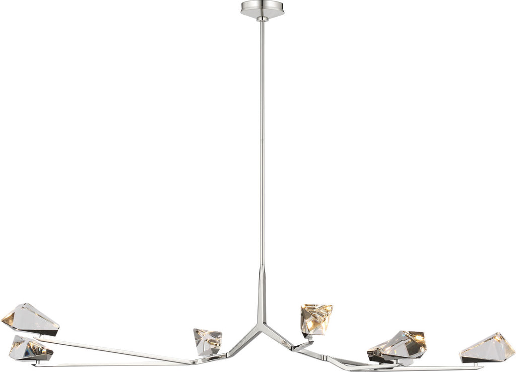 Carraig 63" 7 Light Chandelier | Polished Nickel | Clear Crystal