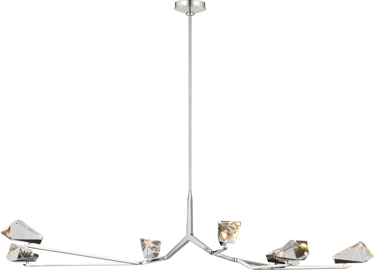 Carraig 63" 7 Light Chandelier | Polished Nickel | Clear Crystal