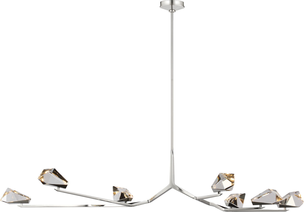 Carraig 63" 7 Light Chandelier | Polished Nickel | Clear Crystal