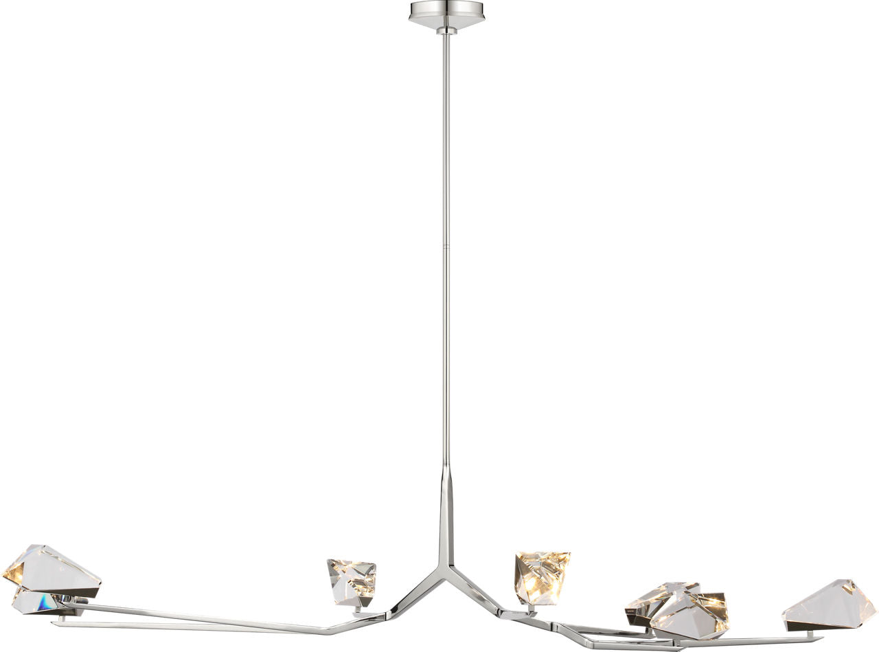 Carraig 63" 7 Light Chandelier | Polished Nickel | Clear Crystal