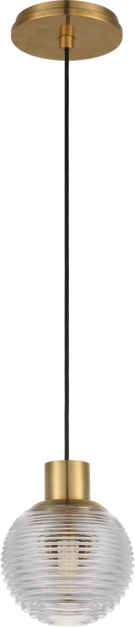Circon 5" Mini Pendant | Natural Brass | Clear Crystal