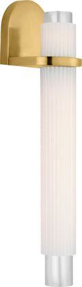 Arena 20" Sconce | Hand-Rubbed Antique Brass | White Ribbed Glass