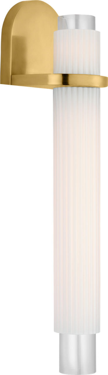 Arena 20" Sconce | Hand-Rubbed Antique Brass | White Ribbed Glass