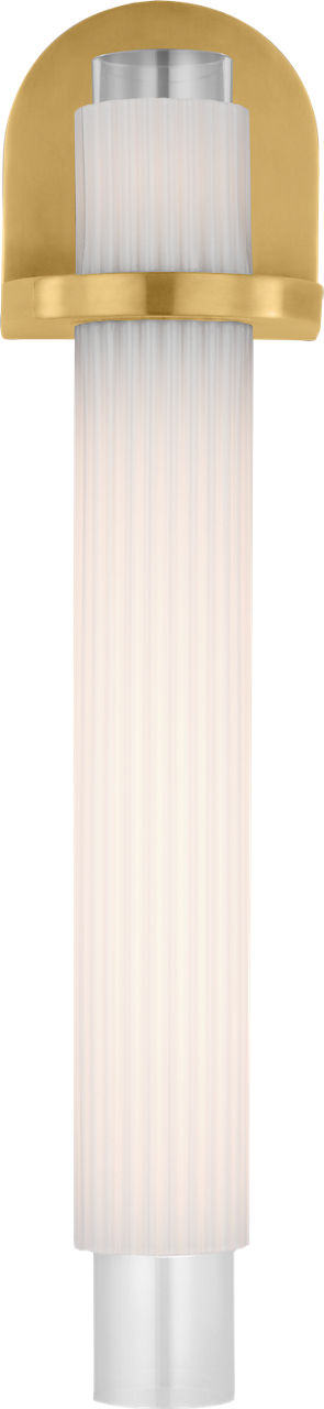 Arena 20" Sconce | Hand-Rubbed Antique Brass | White Ribbed Glass