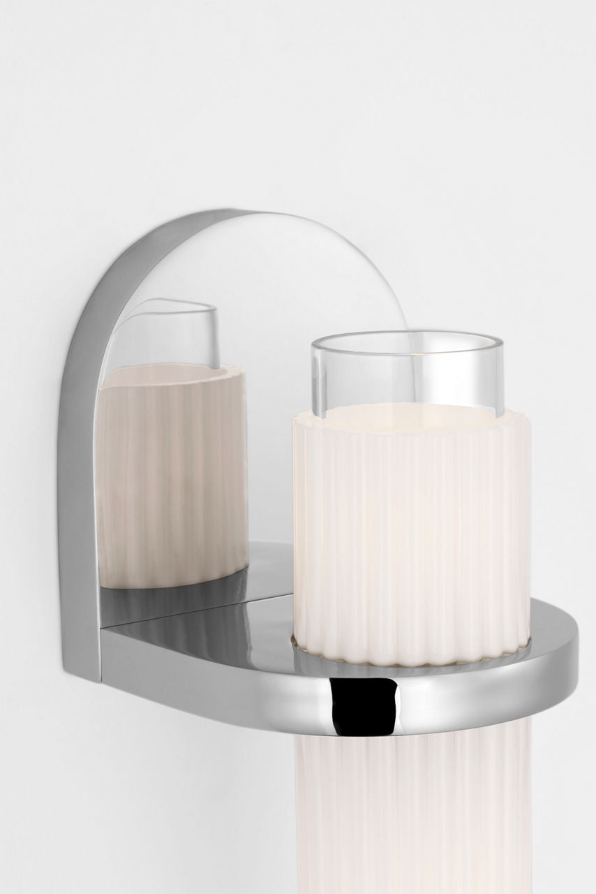 Arena 20" Sconce | Polished Nickel | White Ribbed Glass