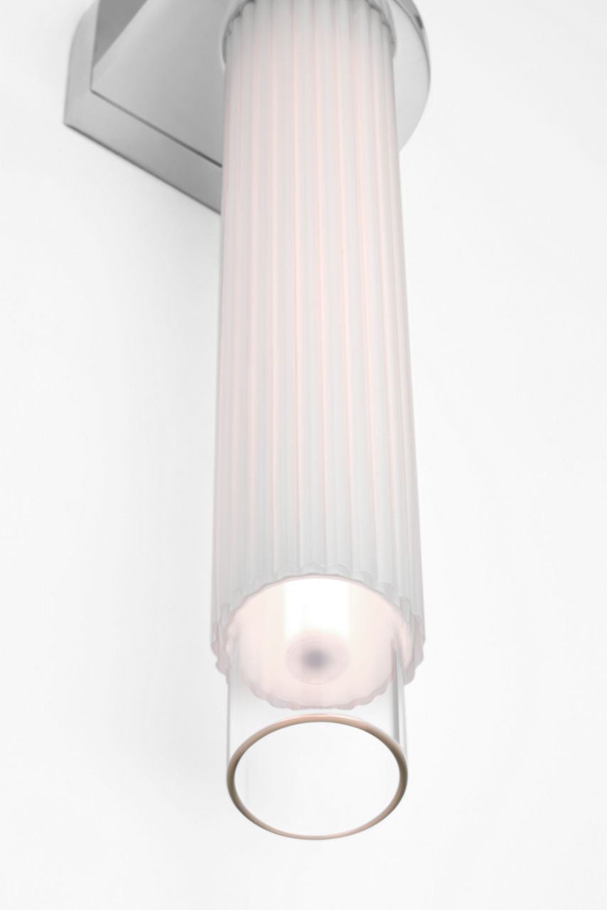 Arena 20" Sconce | Polished Nickel | White Ribbed Glass