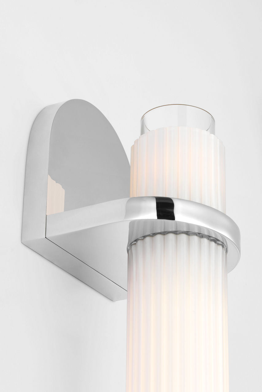 Arena 20" Sconce | Polished Nickel | White Ribbed Glass