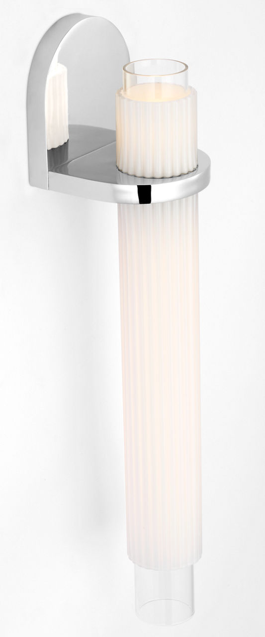 Arena 20" Sconce | Polished Nickel | White Ribbed Glass