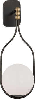 Jodo 19" Single Sconce | Bronze and Brass | White Glass