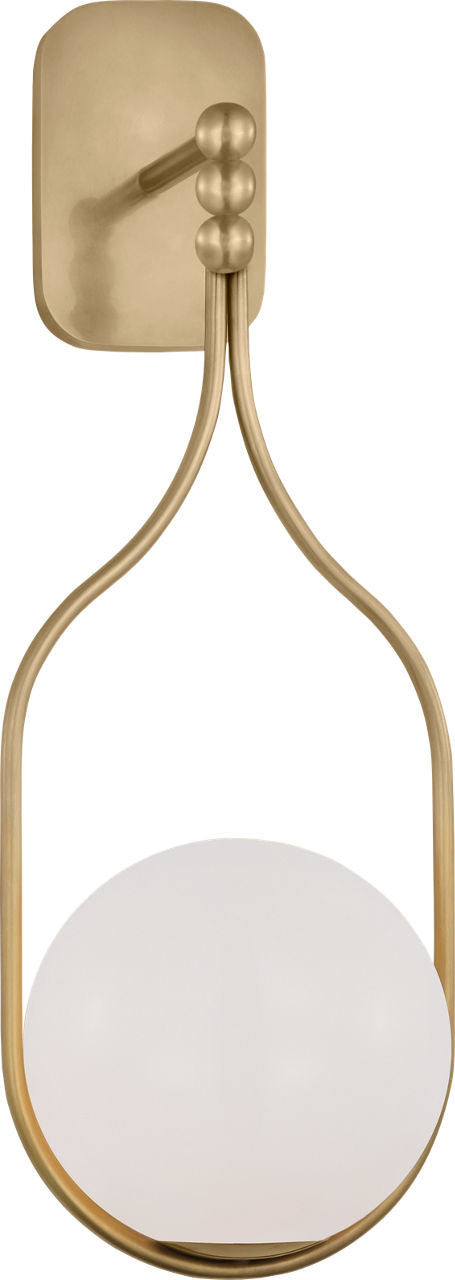 Jodo 19" Single Sconce | Hand-Rubbed Antique Brass | White Glass