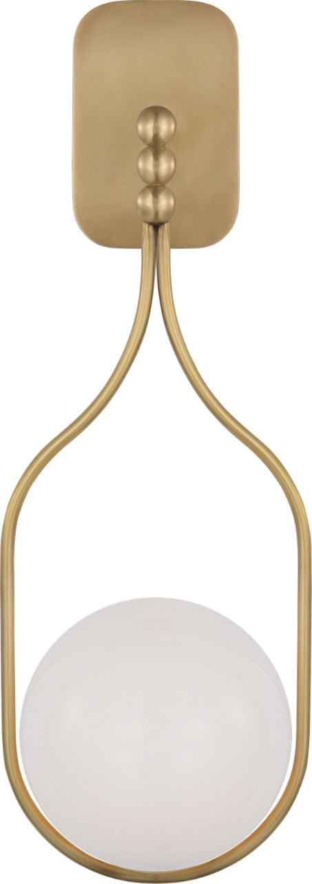 Jodo 19" Single Sconce | Hand-Rubbed Antique Brass | White Glass