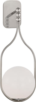 Jodo 19" Single Sconce | Polished Nickel | White Glass