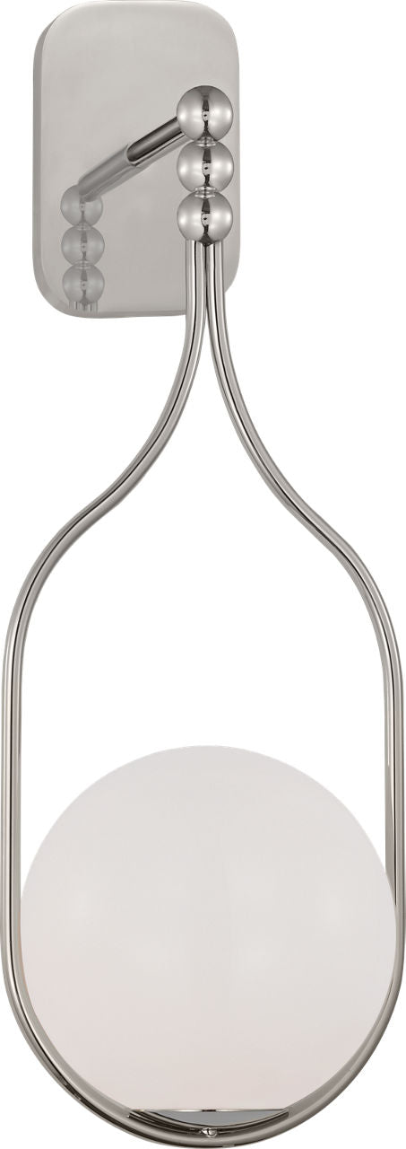 Jodo 19" Single Sconce | Polished Nickel | White Glass