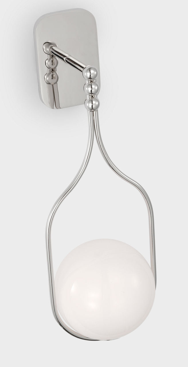 Jodo 19" Single Sconce | Polished Nickel | White Glass