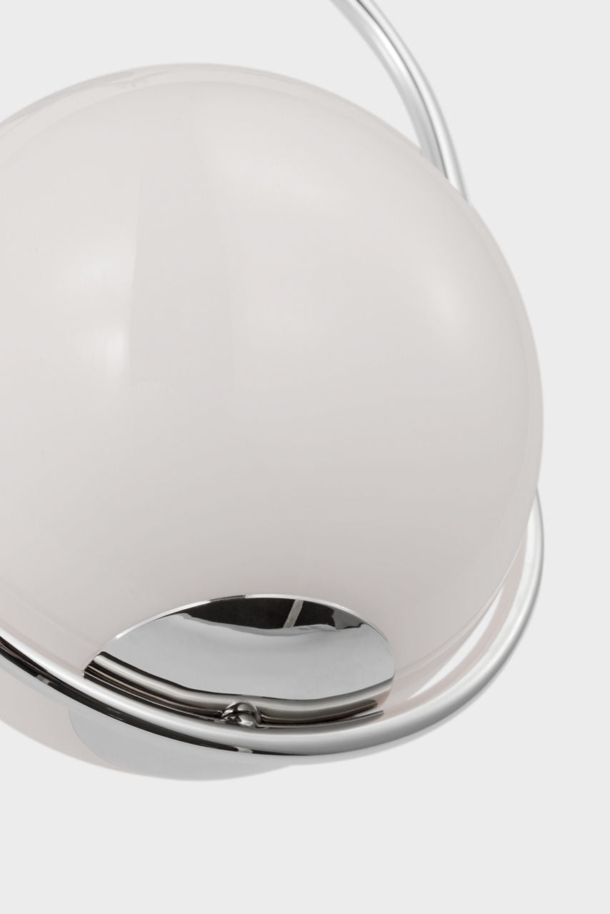 Jodo 19" Single Sconce | Polished Nickel | White Glass