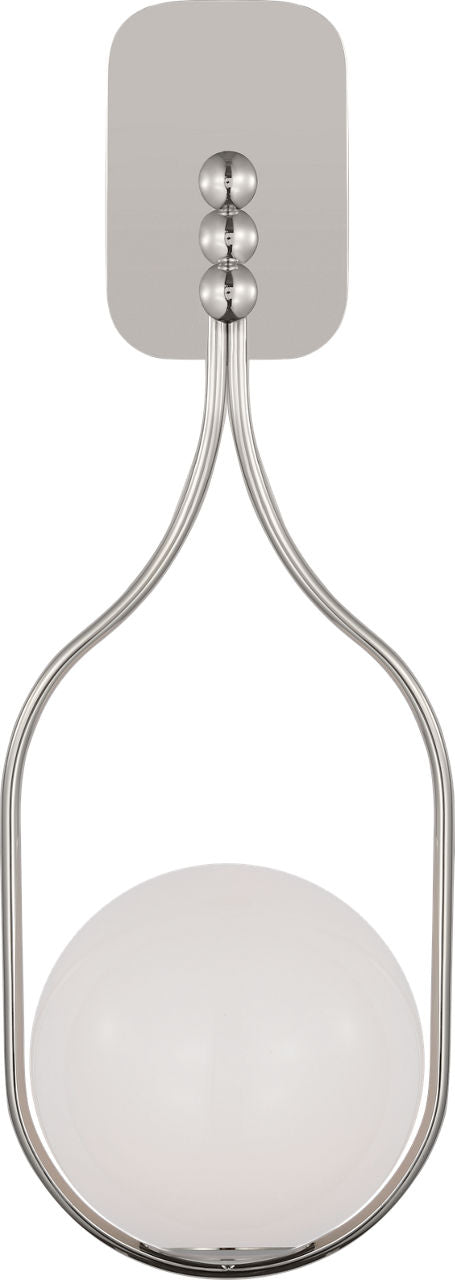 Jodo 19" Single Sconce | Polished Nickel | White Glass