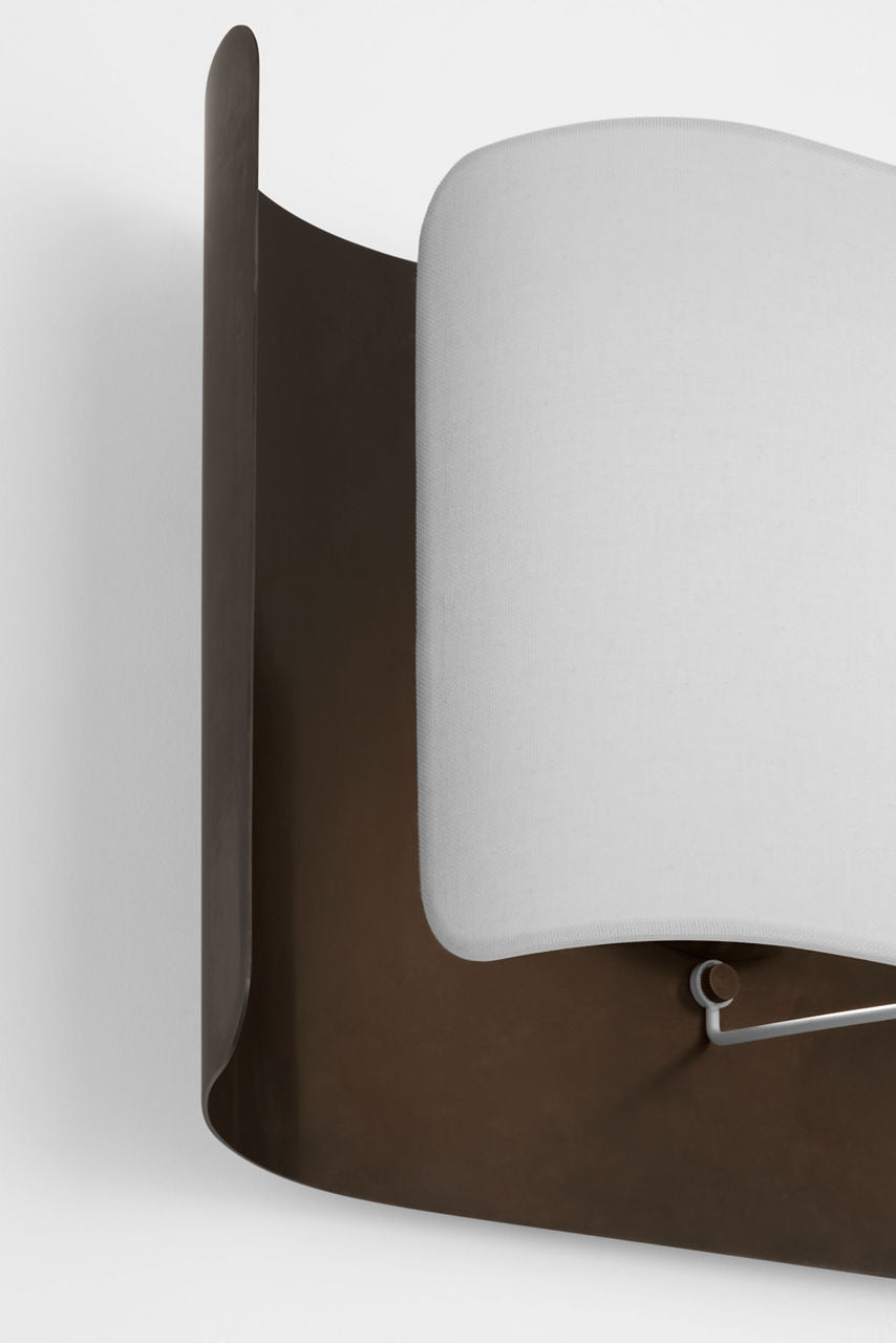 Penumbra 10" Wide Sconce | Bronze and Linen