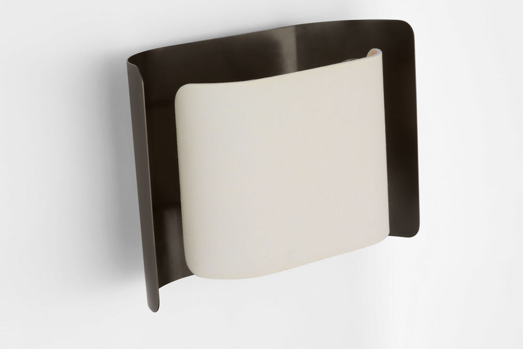 Penumbra 10" Wide Sconce | Bronze and Linen